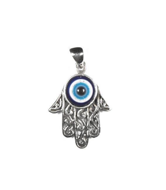 Colgante Plata Mano Fatima con Ojo 24mm