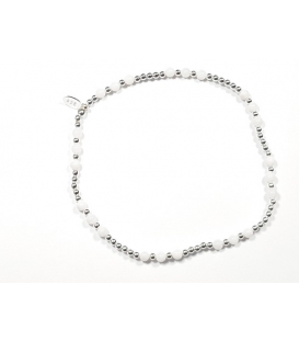 Bracelet Argent Boules Elastique Nacre