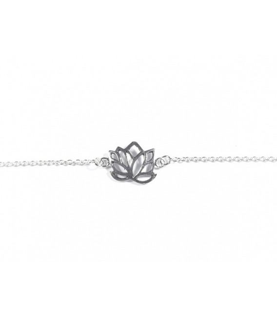 Bracelet Argent Fleur Lotus 15,5+3cm