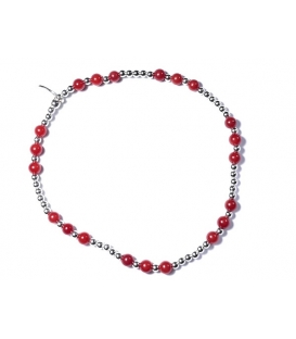 Bracelet Argent Boules Corail