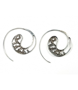 Pendiente Plata Espiral labrada 26mm. Precio Par