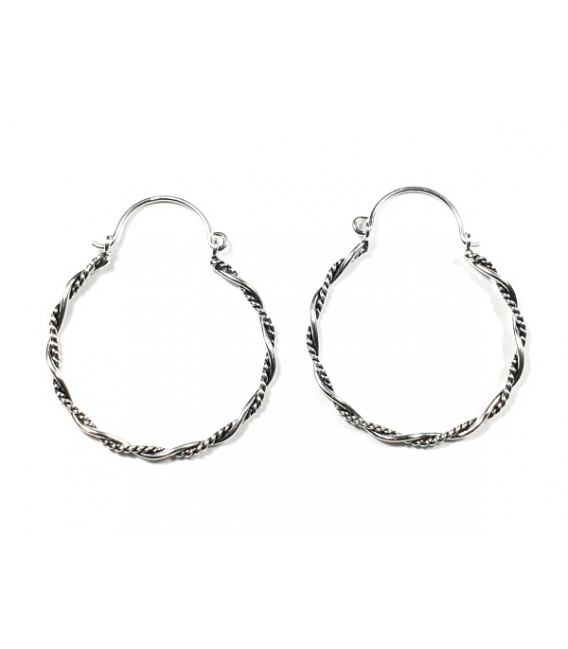 Boucles D'oreilles Créoles Argent Tressées 30mm Prix paire