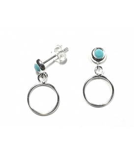 Boucles d'oreilles Argent Cercle Turquoise Prix Paire