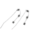 Boucles d'oreilles Argent Chaîne Trois Étoiles. Prix Pair