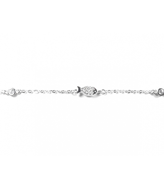 Bracelet Argent Poisson Zirconiums 16+3cm