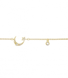 Pulsera Plata Luna Estrella Circonitas Bañada 16+4cm