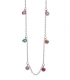 Collier Argent 7 Zirconiums Couleurs 38+5cm