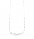 Collier Argent Feuille Zirconiums 40+3cm