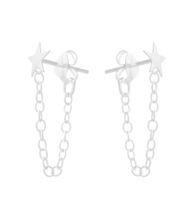 Boucles d'oreilles Argent Chaîne avec Étoile Prix Paire