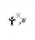 Boucles d'oreilles Argent Croix Sculpté 9mm Prix Paire