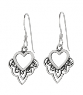 Boucles d'oreilles Argent Filigrane Coeur. Prix Paire