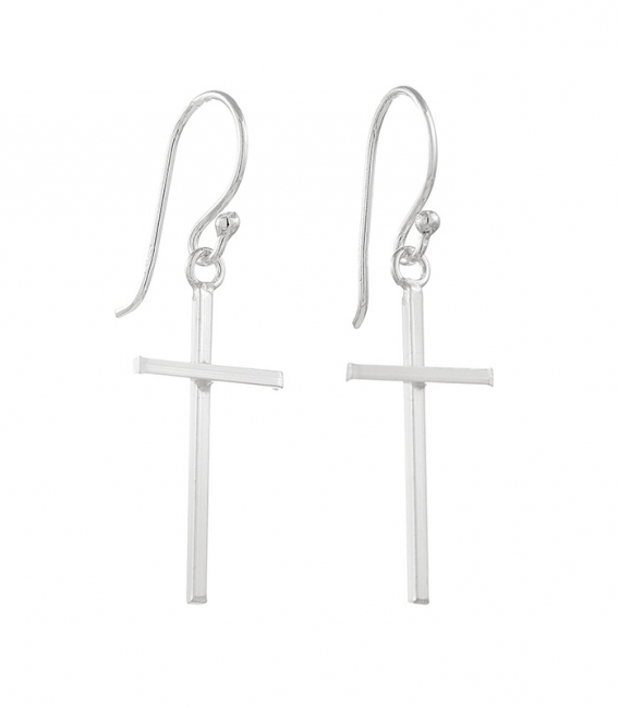 Boucles d'oreilles Argent Croix Prix Paire. Prix Paire