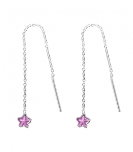 Boucles d'oreilles Argent Chaîne Zirconium Violet 4mm. Prix Paire