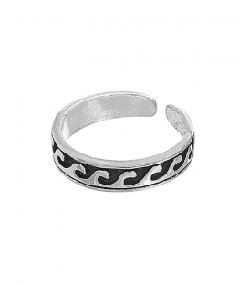 Anillo Plata Pie Midi Olas Labrado