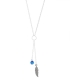 Collier Argent Mauvais Oeil Bleu Plume 35+5,5cm