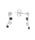 Boucles D'oreilles Zirconium Noir Blanc. Prix Paire