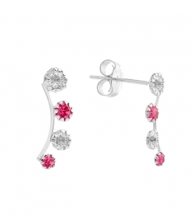 Boucles D'oreilles Zirconium Rose Blanc. Prix Paire