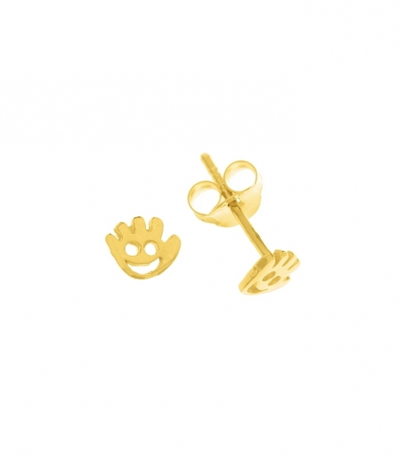 Boucles d'oreilles Argent Main Visage Rcouvert d'Or 5.3mm Prix Paire