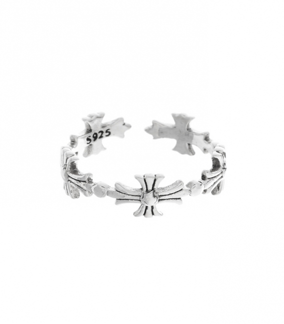 Anillo Plata Pie Midi Cruces