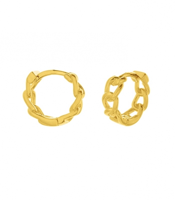 Boucles d'oreilles Creoles Argent Chaine 12.3mm Prix Paire Recouvert d'or