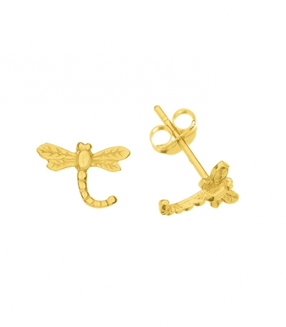 Boucles d’oreilles Argent Libellule 9mm Recouvert d'Or