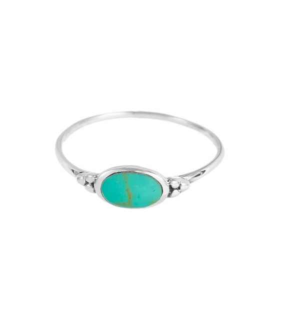 Bague Argent Turquoise Ovale 5.3 X 8.5mm