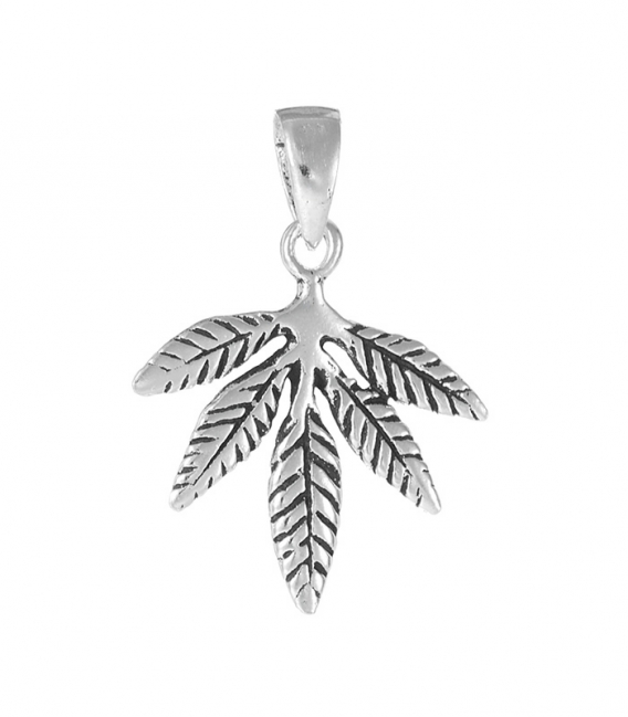 Pendentif Argent Feuille de Marijuana 18mm