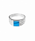 Bague Argent Chevaliere Turquoise 17.5 X 14mm