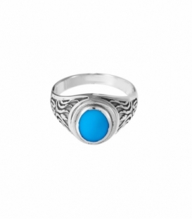 Bague Argent Chevaliere Turquoise 13.5mm