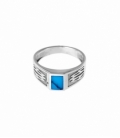 Bague Argent Chevaliere Turquoise 9 X 8mm