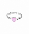 Bague Argent Coeur Perle Rose