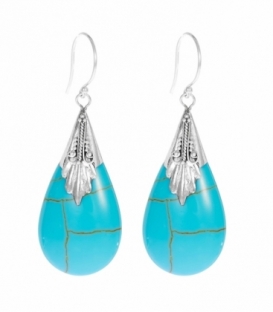 Boucle d'oreille Argent Turquoise Filigrane Prix Paire