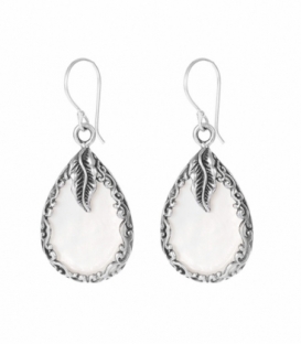 Boucles d'oreilles Feuille Vieil Argent Nacre Prix Paire