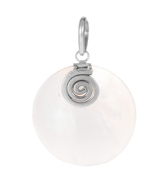 Pendentif Argent Nacre Cercle Spirale