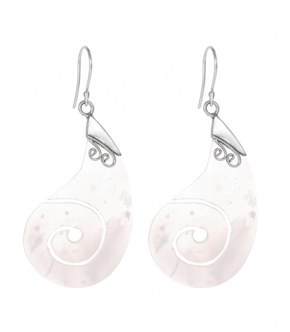 Boucle d'oreille Argent Spirale Nacre Prix Paire