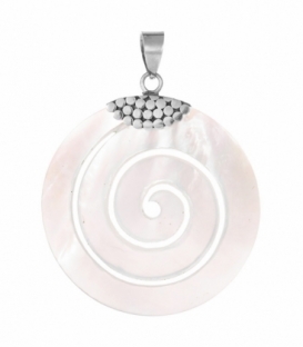 Pendentif Argent Nacre Cercle Spirale