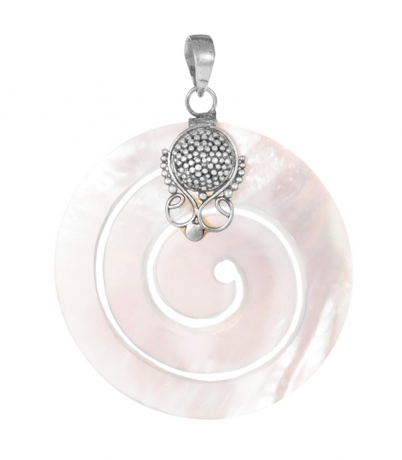 Pendentif Argent Nacre Cercle Spirale