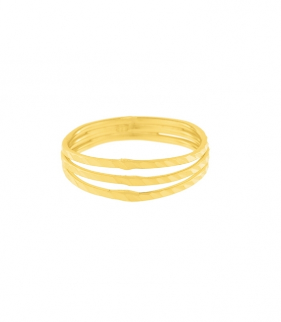 Bague Argent Lignes Recouvert d'Or 6mm