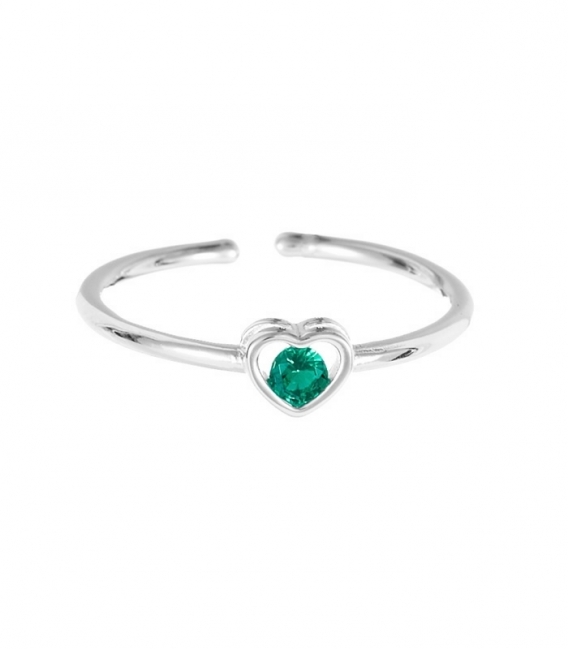 Anillo Corazon Circonita Verde 4.5 X 5.6mm