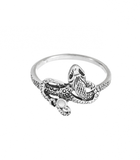 Anillo Plata Serpiente Nacar