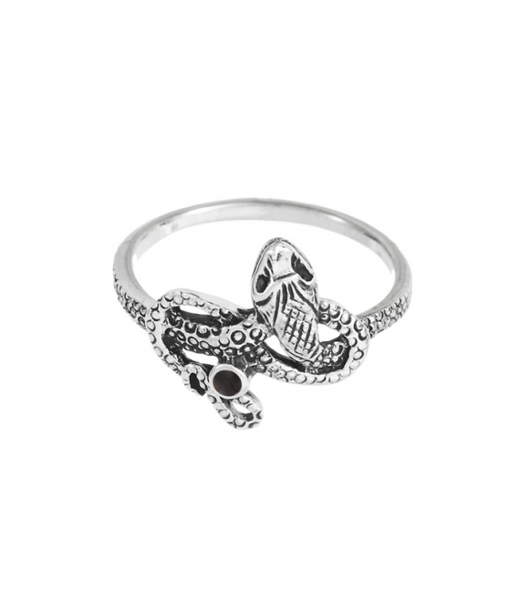 Anillo Plata Serpiente Onix