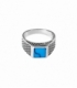 Bague Argent Chevaliere Turquoise 10 X 10mm