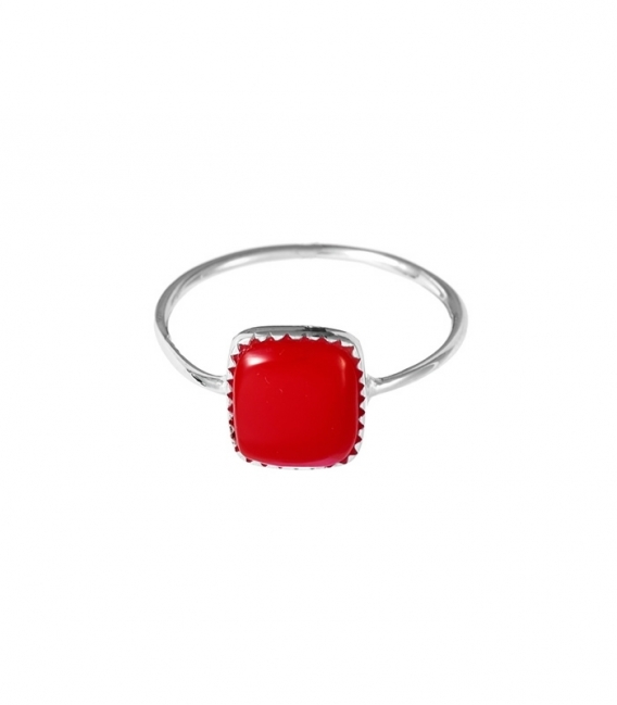 Bague Argent Corail Carré 9.5 X 8.5mm