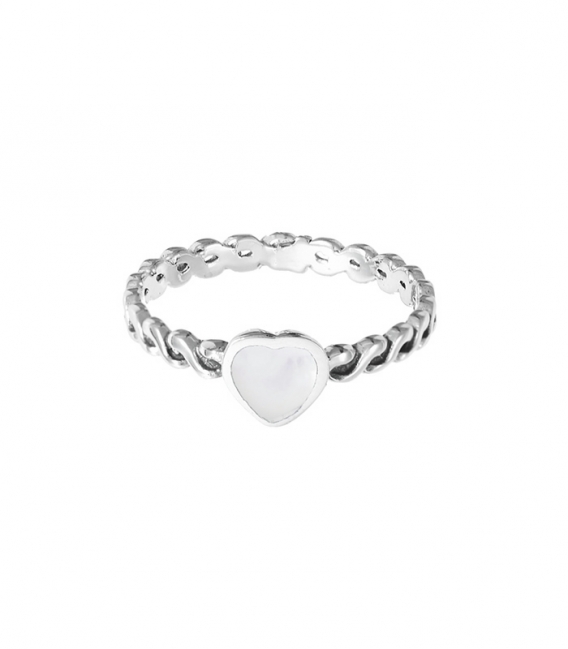 Bague Argent Coeur Nacre