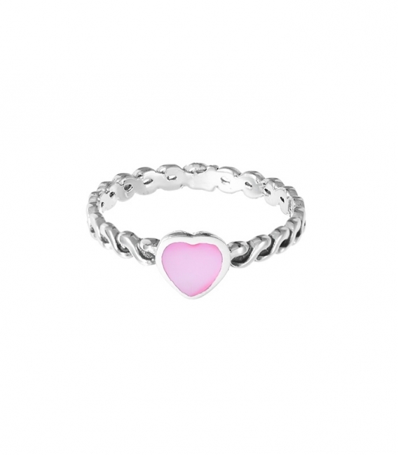 Anillo Corazon Nacar Rosa