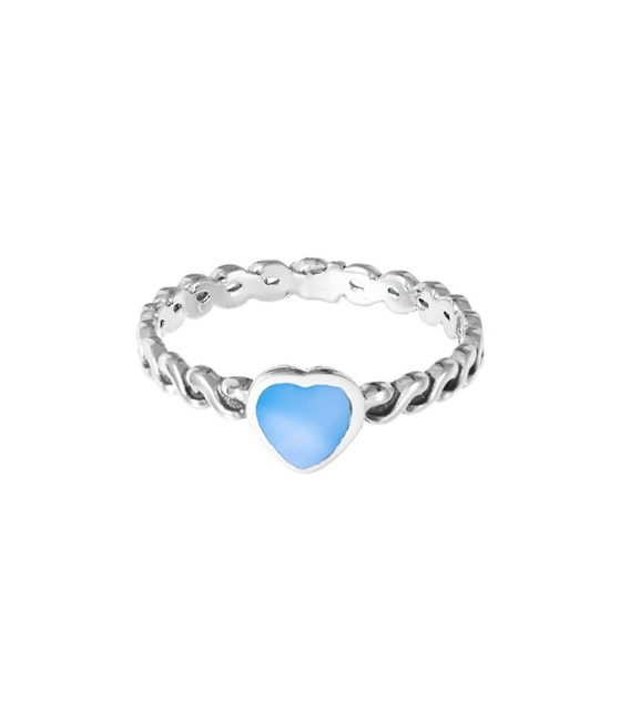 Anillo Plata Corazon Azul