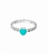 Bague Argent Coeur Turquoise Verte