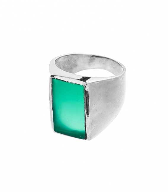 Bague Chevaliere Argent Jade 2,20cm