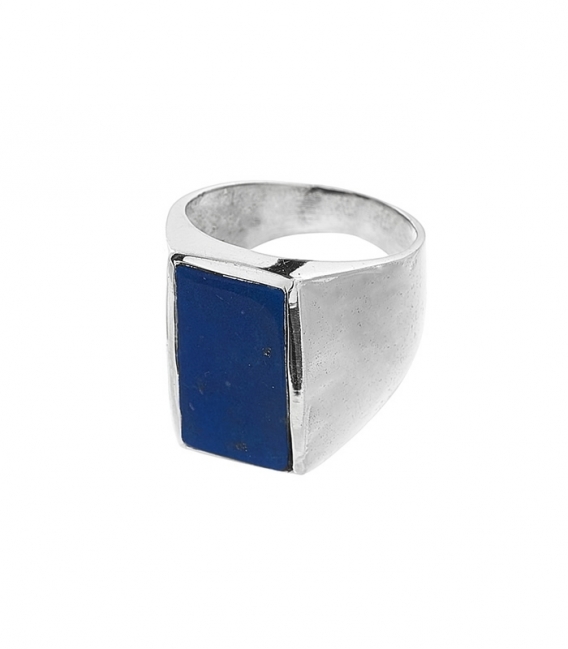 Anillo Sello Plata Lapislazuli 2,20cm