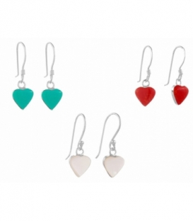 Boucles d'oreilles Argent Coeur Nacre, Turquoise, Corail prix paire